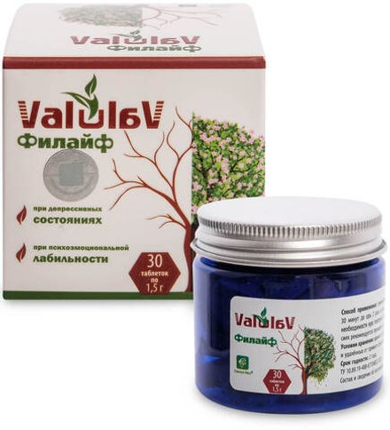 ValulaV Филайф при снижении работоспособности и хронической усталости, Сашера-мед, 30 таблеток