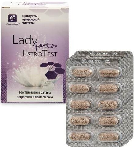 Комплекс для женщин LadyFactor Estrotest для востановление баланса эстрогенов и прогестерона, Сашера-мед, 30 таблеток