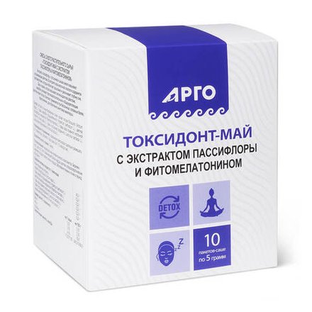 Токсидонт май с экстрактами пассифлоры и фитомелатонином, Биолит, 10 саше по 5 гр