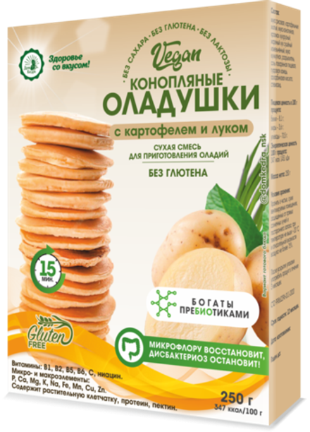 Оладушки конопляные VEGAN с картофелем и луком, Дом Кедра, сухая смесь 250 гр