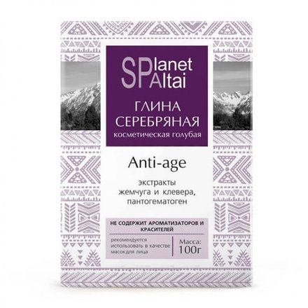 Голубая глина Серебряная Anti-Age, Planet SPA Altai, Алтэя, 100 г